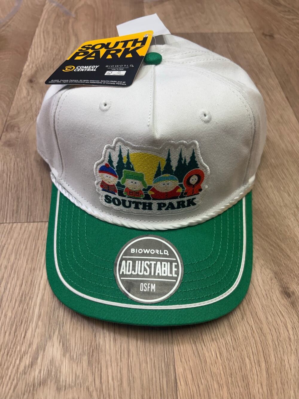 NWT Bioworld South Park Characters Retro Snapback Hat White Green Cap
